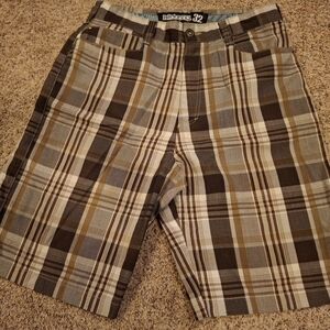 Billabong Plaid Shorts - Brown, Gray, White